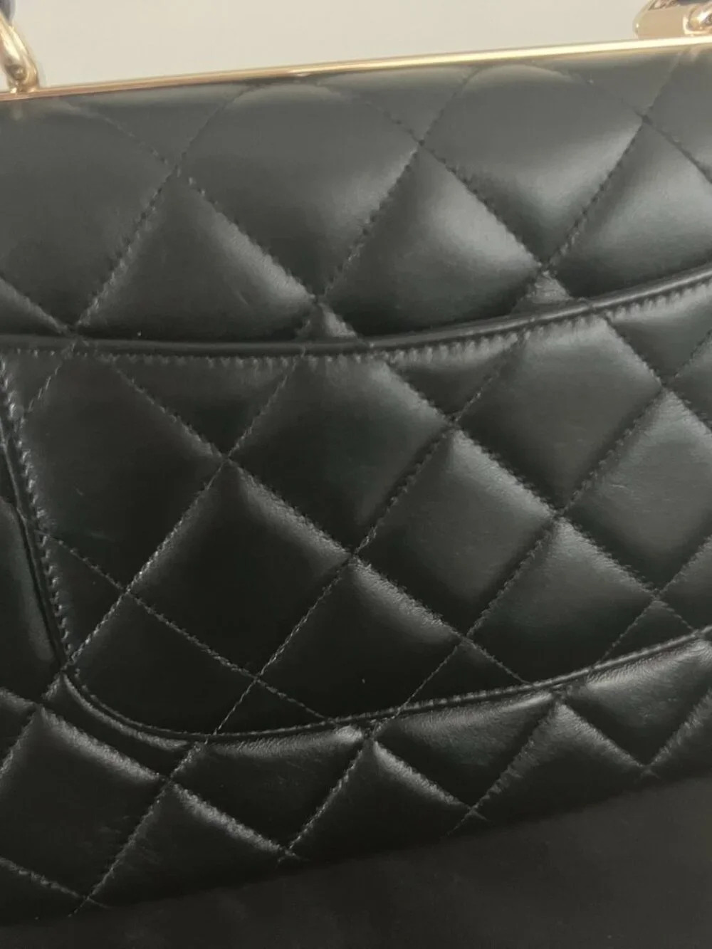 Lambskin Quilted Small Trendy CC Dual Handle Flap Bag Black